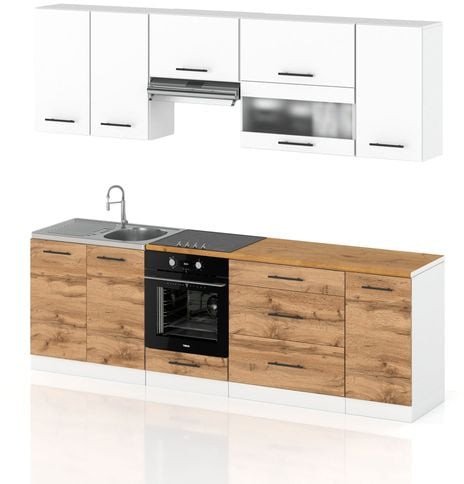 Meble Kuchenne Modułowe Kuchnia Marocco 2.6m Szafki Z Blatem Białe Wotan