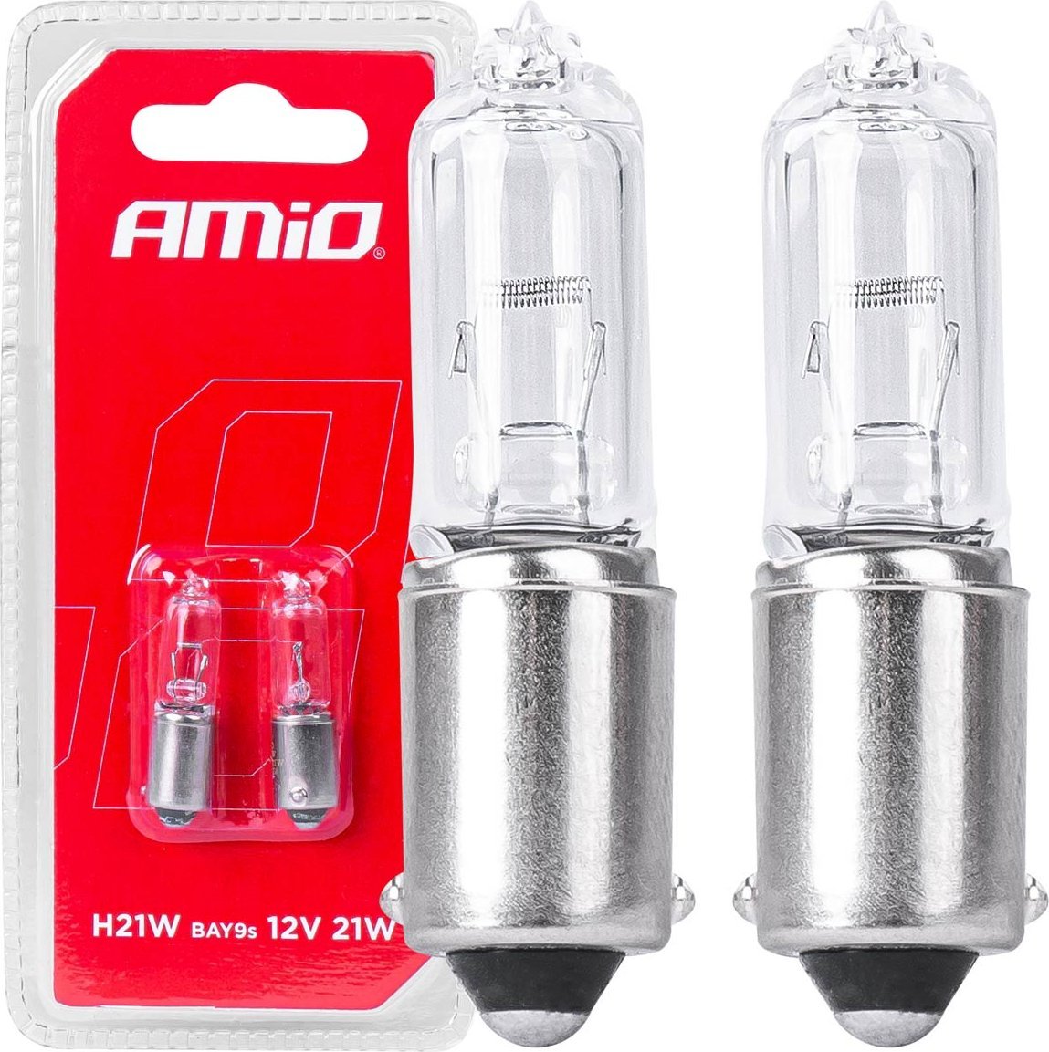 AMiO Żarówki halogenowe h21w 12v 21w bay9s white 2szt. blister amio-03357