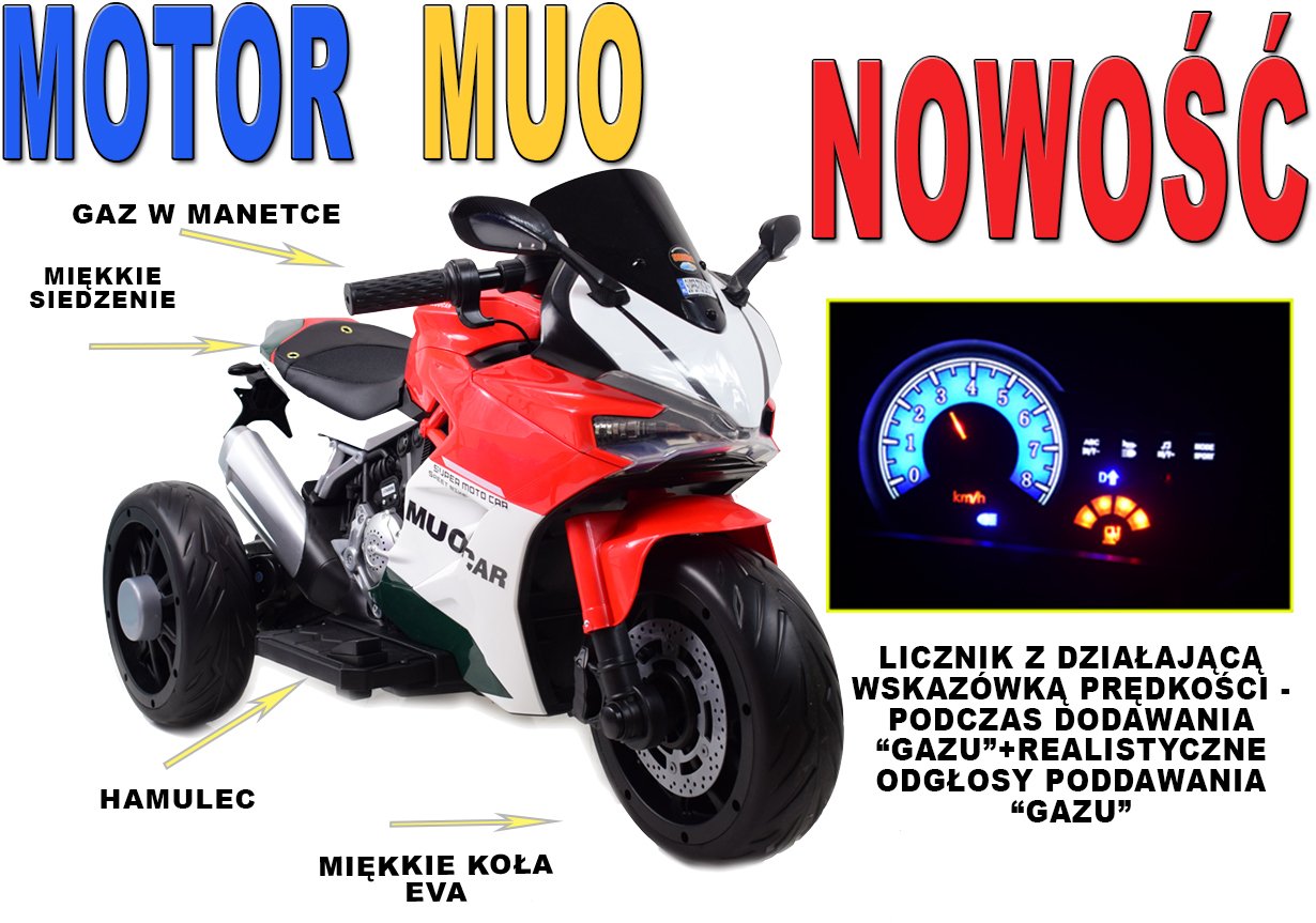 Super-Toys SUPER MOTOR ŚCIGACZ MUO - imitacja prawdziwego licznika, realistyczne dźwięki/959-3