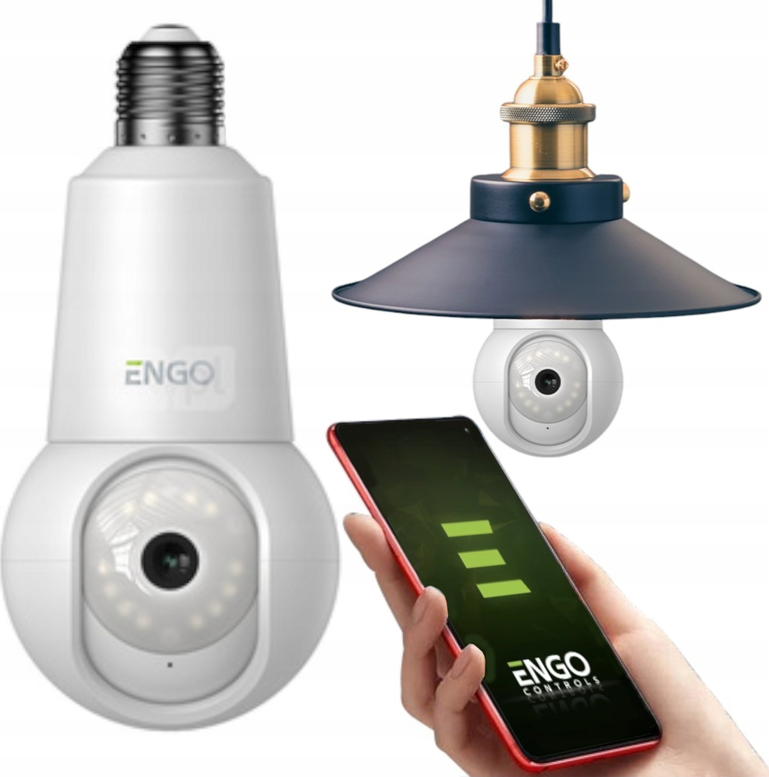 Kamera IP Engo ECAM-E27 - Smart kamera wewnętrzna, Wi-Fi, obrotowa, gwint E27, 4Mpx2-kierunkowy dźwięk (mikrofon i głośnik), śledzenie ruchu, micro SD