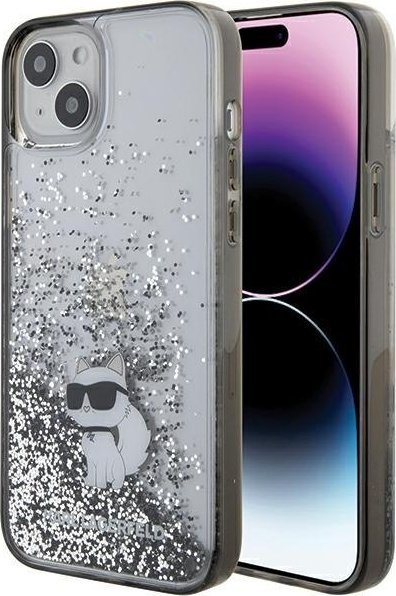 Karl Lagerfeld Karl Lagerfeld KLHCP15MLKCNSK iPhone 15 Plus / 14 Plus 6.7" transparent hardcase Liquid Glitter Choupette
