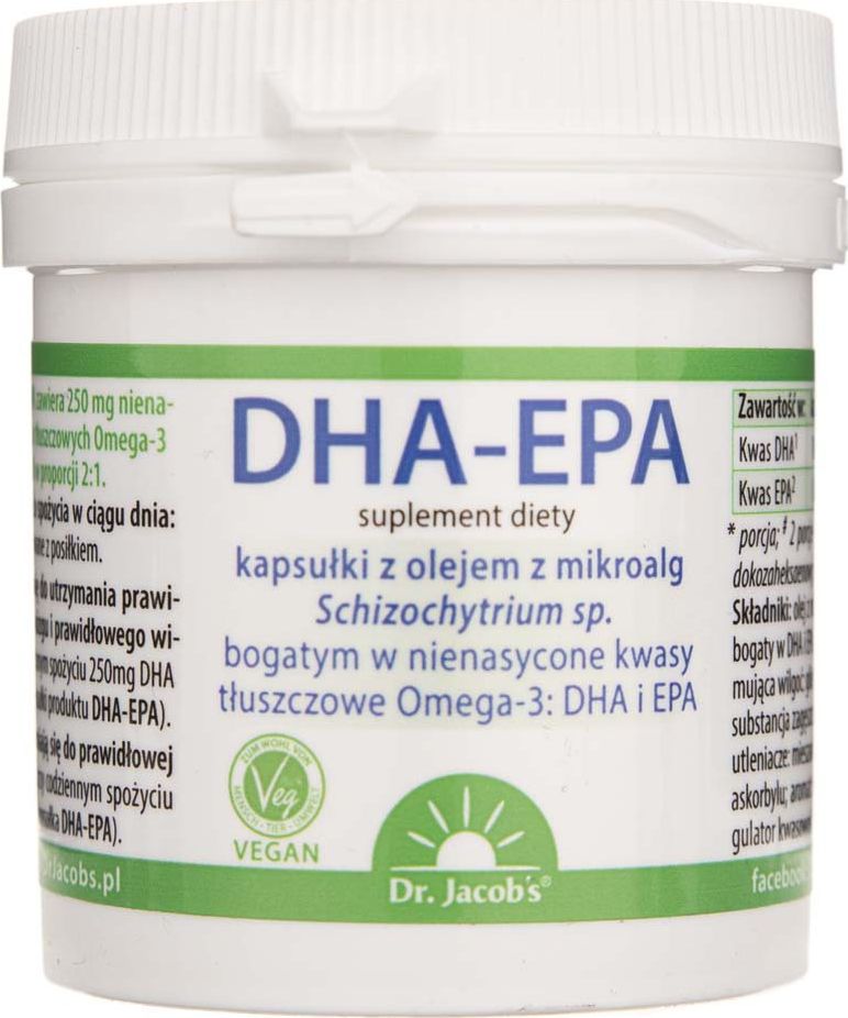 Dr.Jacob`s Dr Jacobs DHA-EPA olej z mikroalg 60 kapsułek - Długi termin ważności!