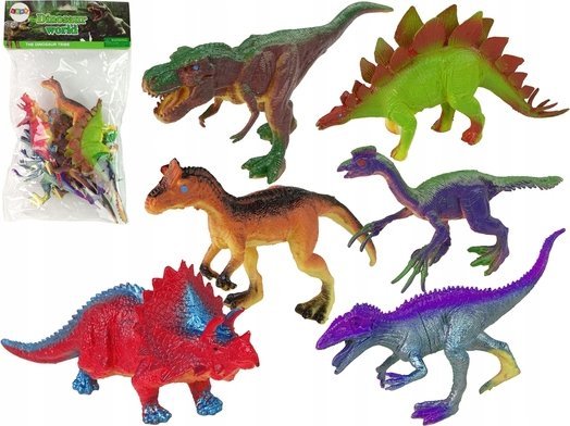 Figurka LeanToys Figurki Dinozaury Kolorowe 6 Sztuk LEAN Toys