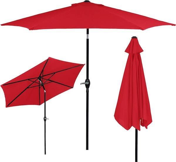 Springos Parasol ogrodowy składany 260 cm duży z korbą na balkon czerwony UNIWERSALNY