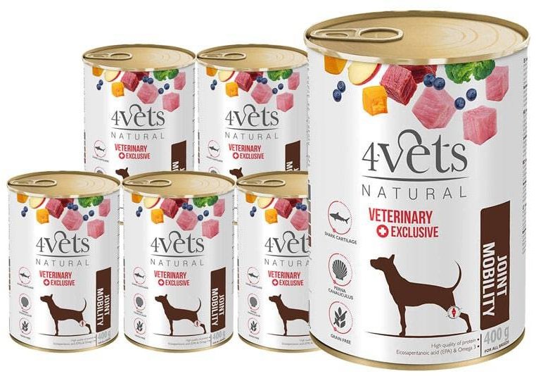 Karma mokra weterynaryjna dla psa z problemami stawów 4Vets Natural Joint Mobility 6 x 400 g