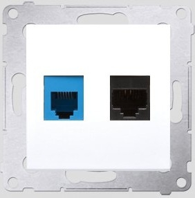 Kontakt-Simon Gniazdo teleinformatyczne Simon54 RJ45 kat.5e + RJ12 białe - D5T.01/11