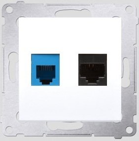 Kontakt-Simon Gniazdo teleinformatyczne Simon54 RJ45 kat.5e + RJ12 białe - D5T.01/11
