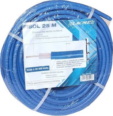 Kerbl Kabel wysokiego napięcia 1,32mm 25 m miedziany 20,000V niebieski FISOL