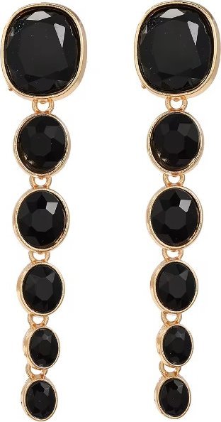 KOKONET CZARNE złote eleganckie długie kolczyki okrągłe z kryształami powabne podłużne