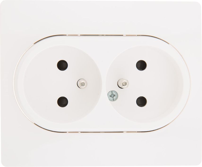 Legrand Gniazdo podwójne z/u kompaktowe 16 A 250V z przesłonami białe (764541)