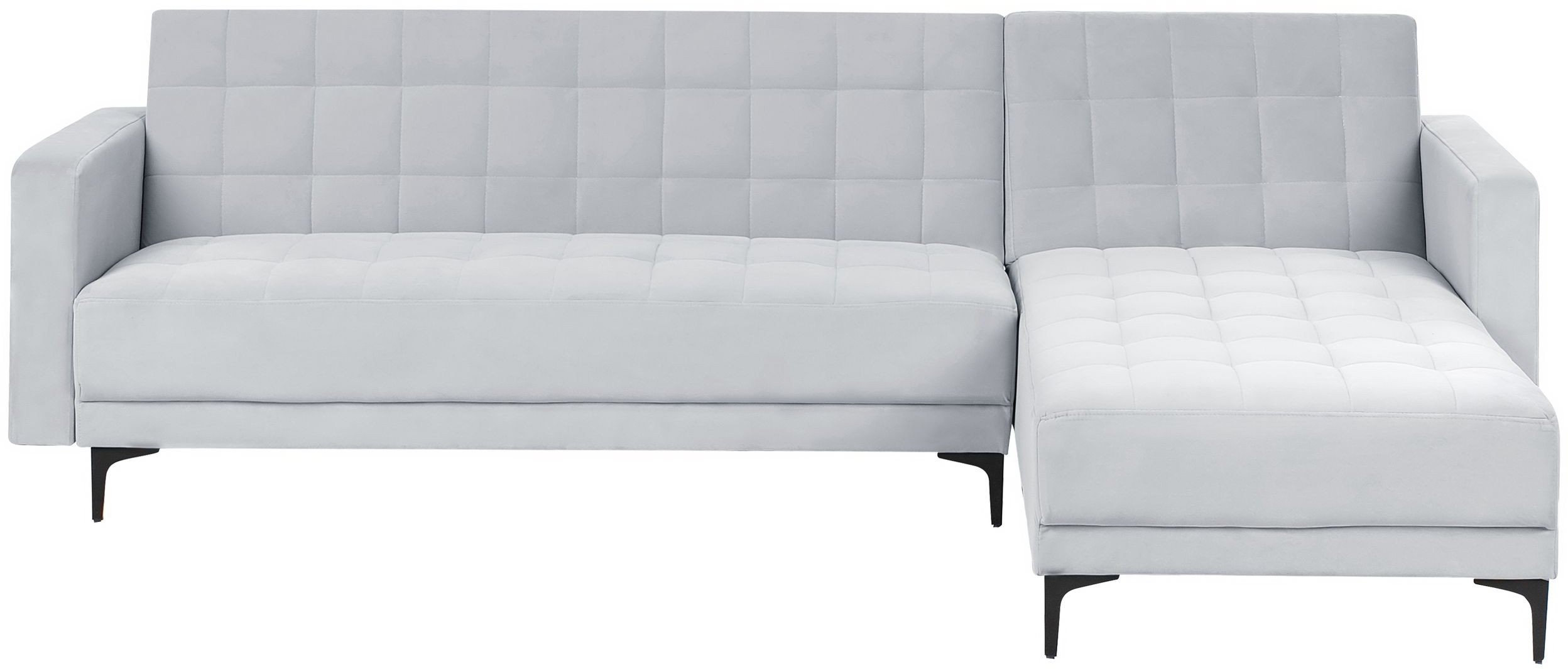 Narożnik rozkładany modułowy ABERDEEN Welur Jasnoszary dla 4 osób Lewostronny