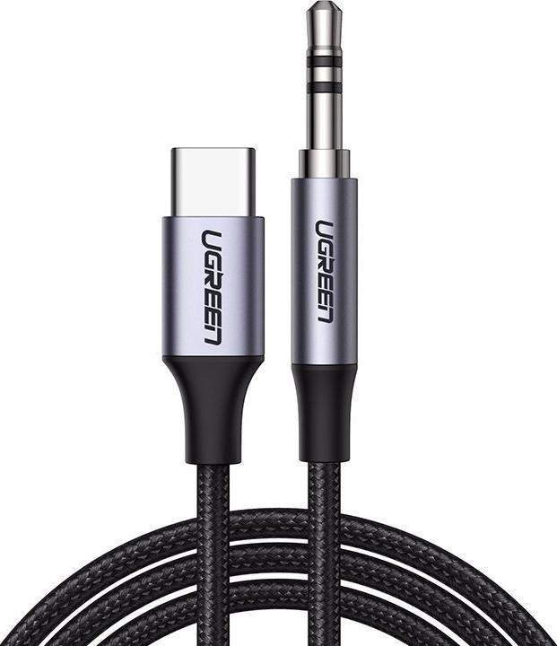Kabel USB Ugreen USB-C - mini Jack 3.5 mm 1 m Czarny (UGR1190BLK)