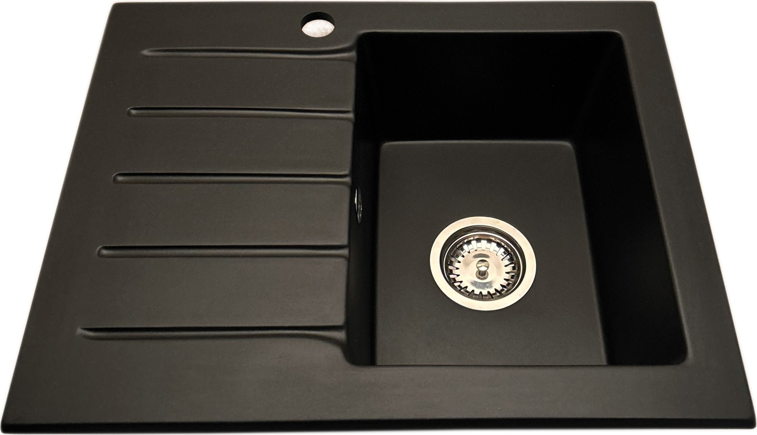 Zlewozmywak PREHNIT Zlewozmywak jednokomorowy z ociekaczem ARAGON czarny z lewym ociekaczem