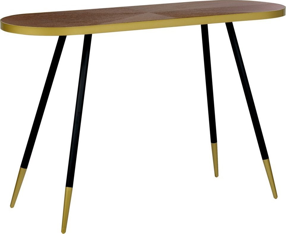 Beliani Konsola ciemne drewno ze złotym RAMONA