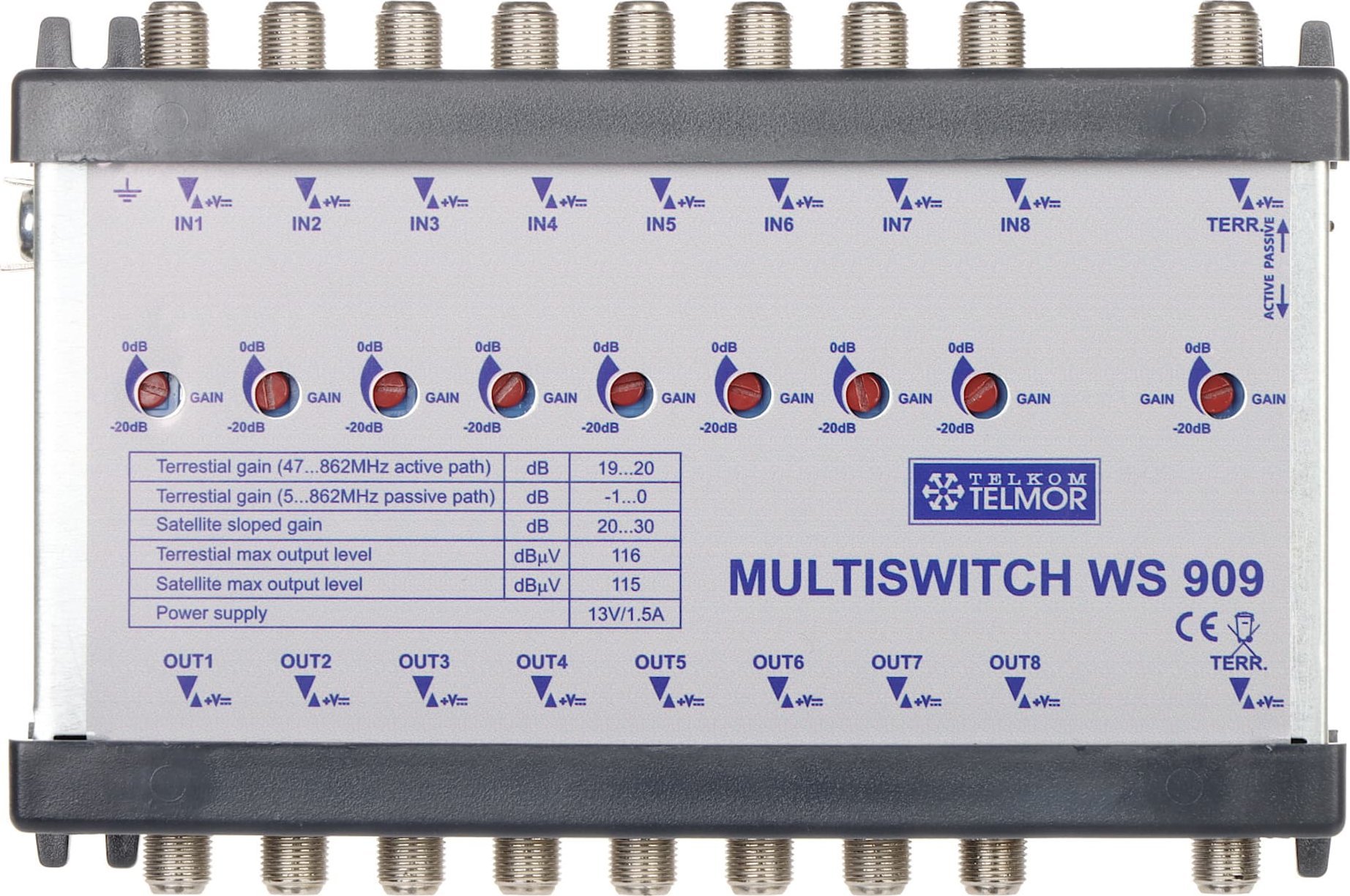 Eaton WZMACNIACZ MAGISTRALI MULTISWITCHOWEJ WS-909 9 WEJŚĆ / 9 WYJŚĆ TELMOR