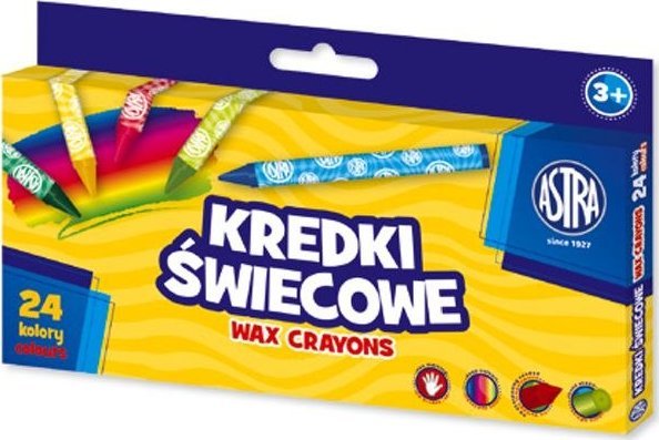 Kredki świecowe okrągłe ASTRA - 24 kolory - 8/90 mm