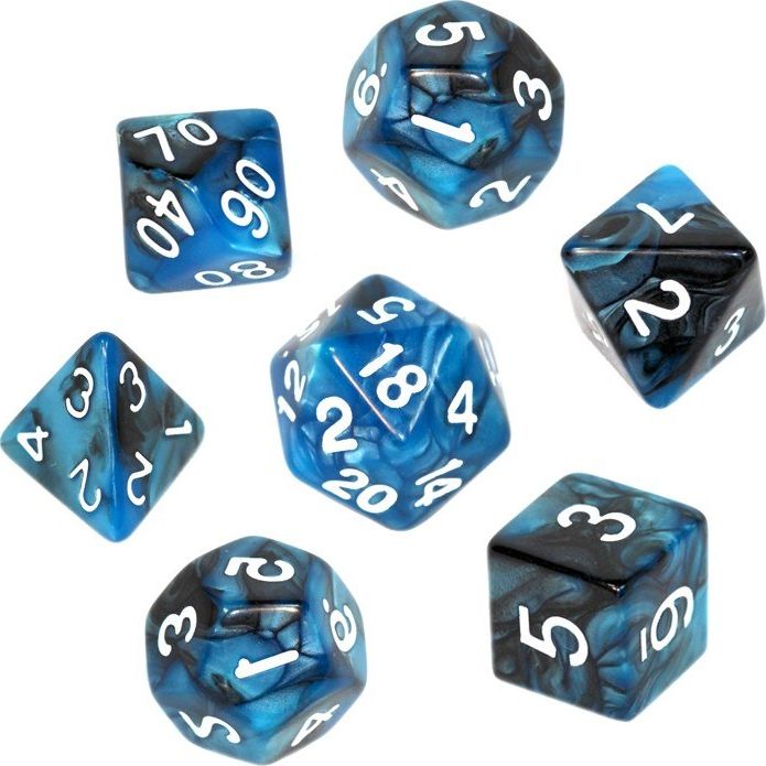 Rebel Komplet kości REBEL RPG - Dwukolorowe - Czarno-niebieskie