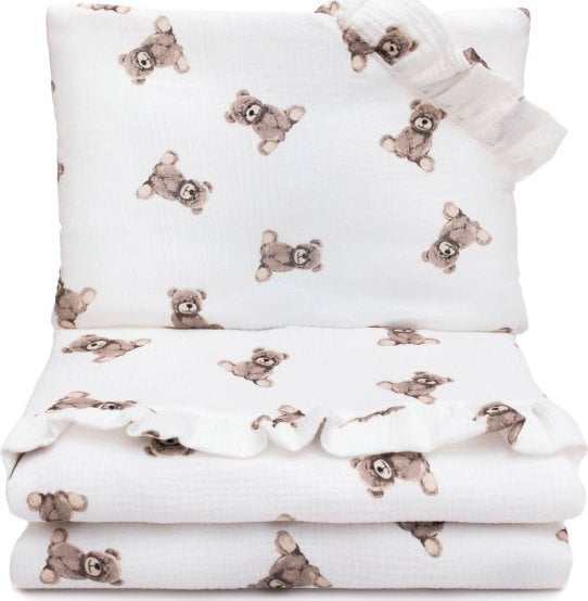 PULP BAMBOO Pościel Muślinowa 80x100cm - Misie