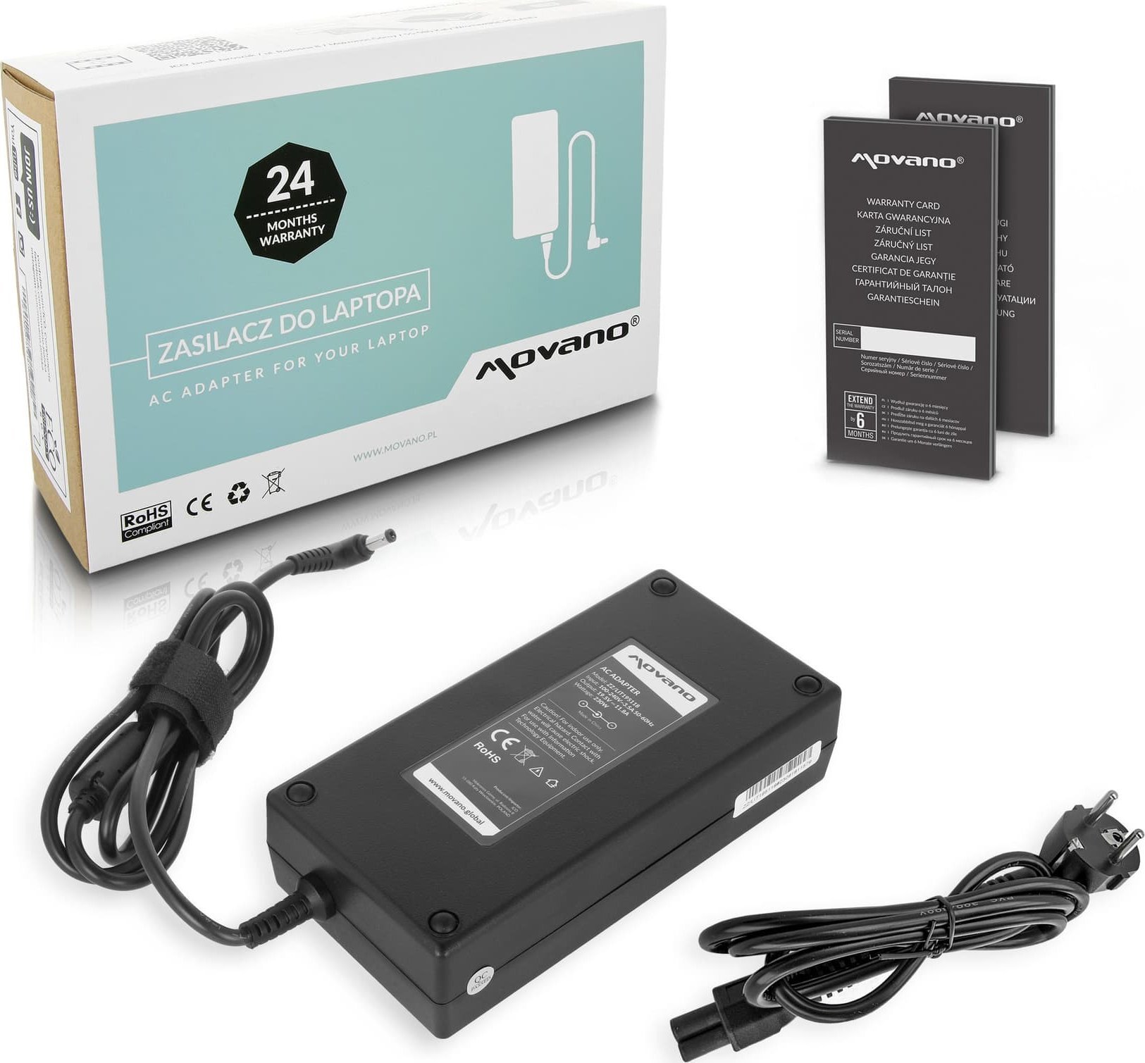 Zasilacz do laptopa Movano Zasilacz Movano 19.5v 11.8a (5.5x2.5) 230W do Asus, MSI