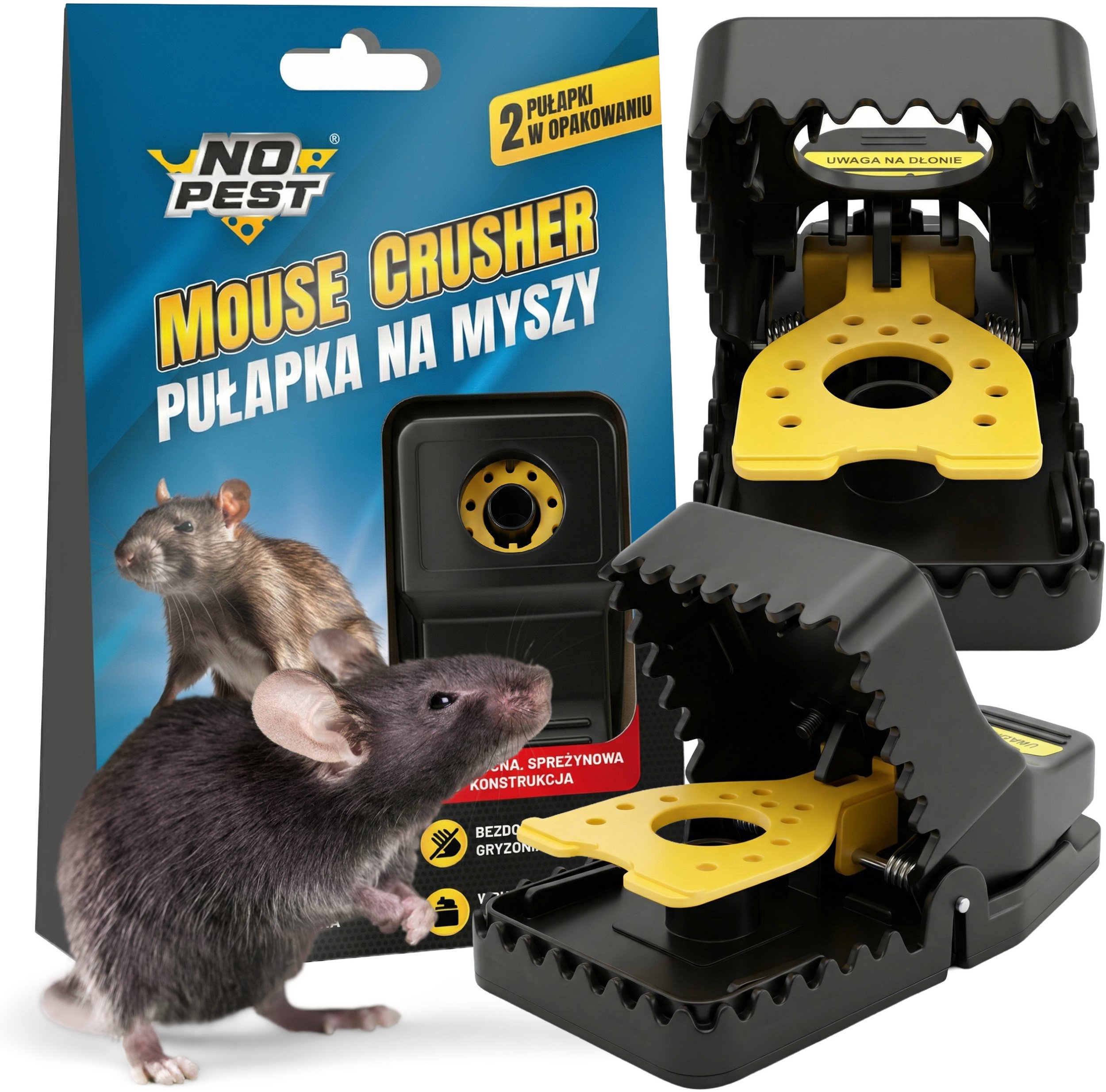 Pułapka na Myszy Klasyczna Łapka Myszołapka Gilotyna przeciw Myszom "Mouse Crusher" (2 szt)