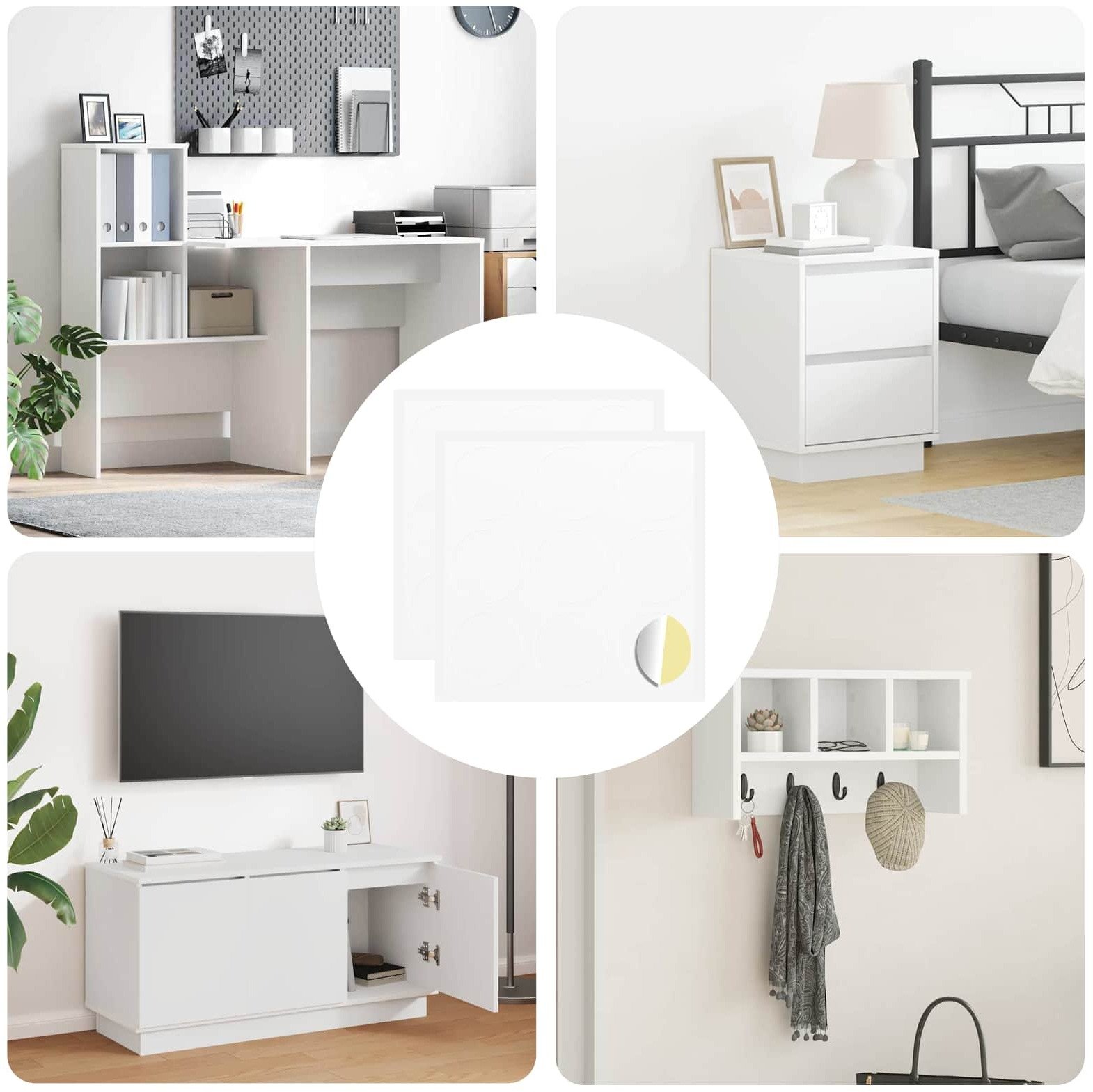 vidaXL Naklejka 2 pcs Biały 20 x 0,5 mm Papier