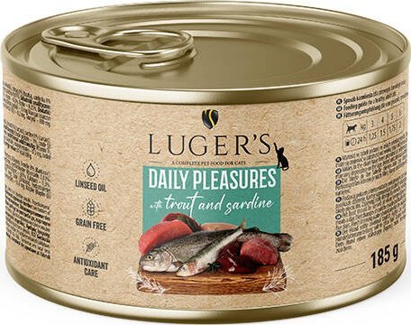 Karma mokra dla kota Luger's Daily Pleasures z pstrągiem i sardynką 185 g