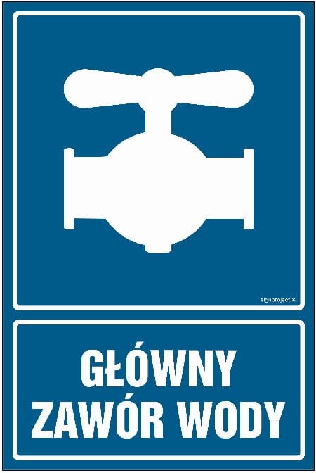 Główny Zawór Wody - Niebieska Tabliczka Z Przylepcami 75 X 100 Cm, Płyta Libres Polska Sp Sgp-Jd043_75X100_Pn 5904937362994