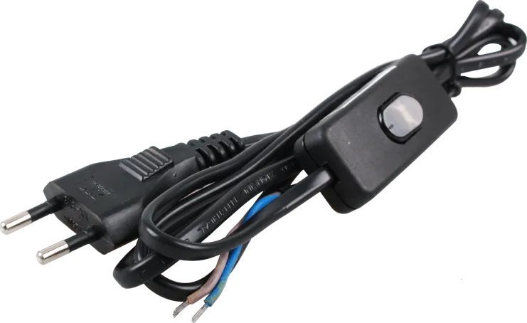 Aigostar Kabel z przełącznikiem 2x0.75m 1,5 m czarny Kabel z przełącznikiem 2x0.75m 1,5 m czarny