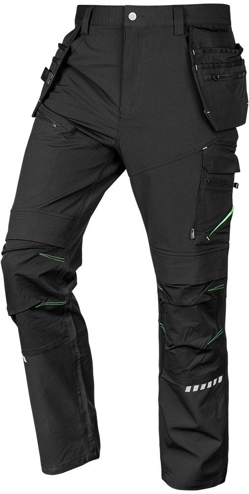 Spodnie robocze Mix&Match, 4 way stretch, z kaburami, Cordura, czarne, rozmiar XXL