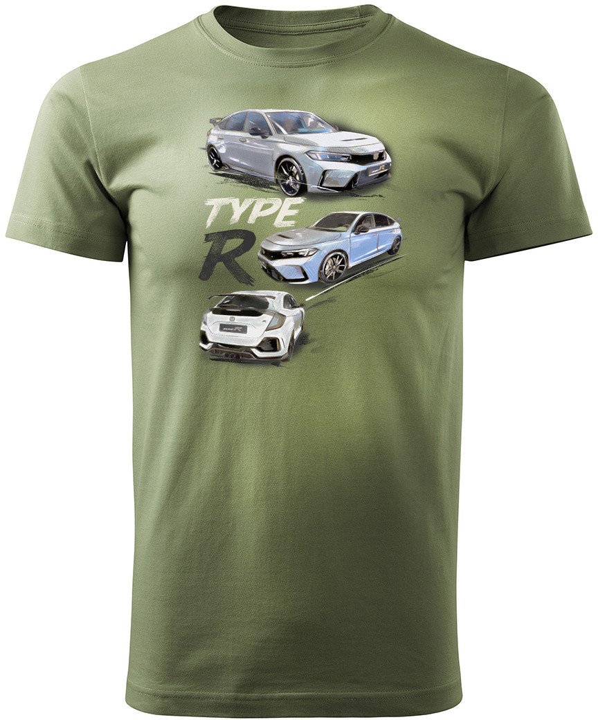 Koszulka z samochodem Honda Civic Type R męska khaki REGULAR XL