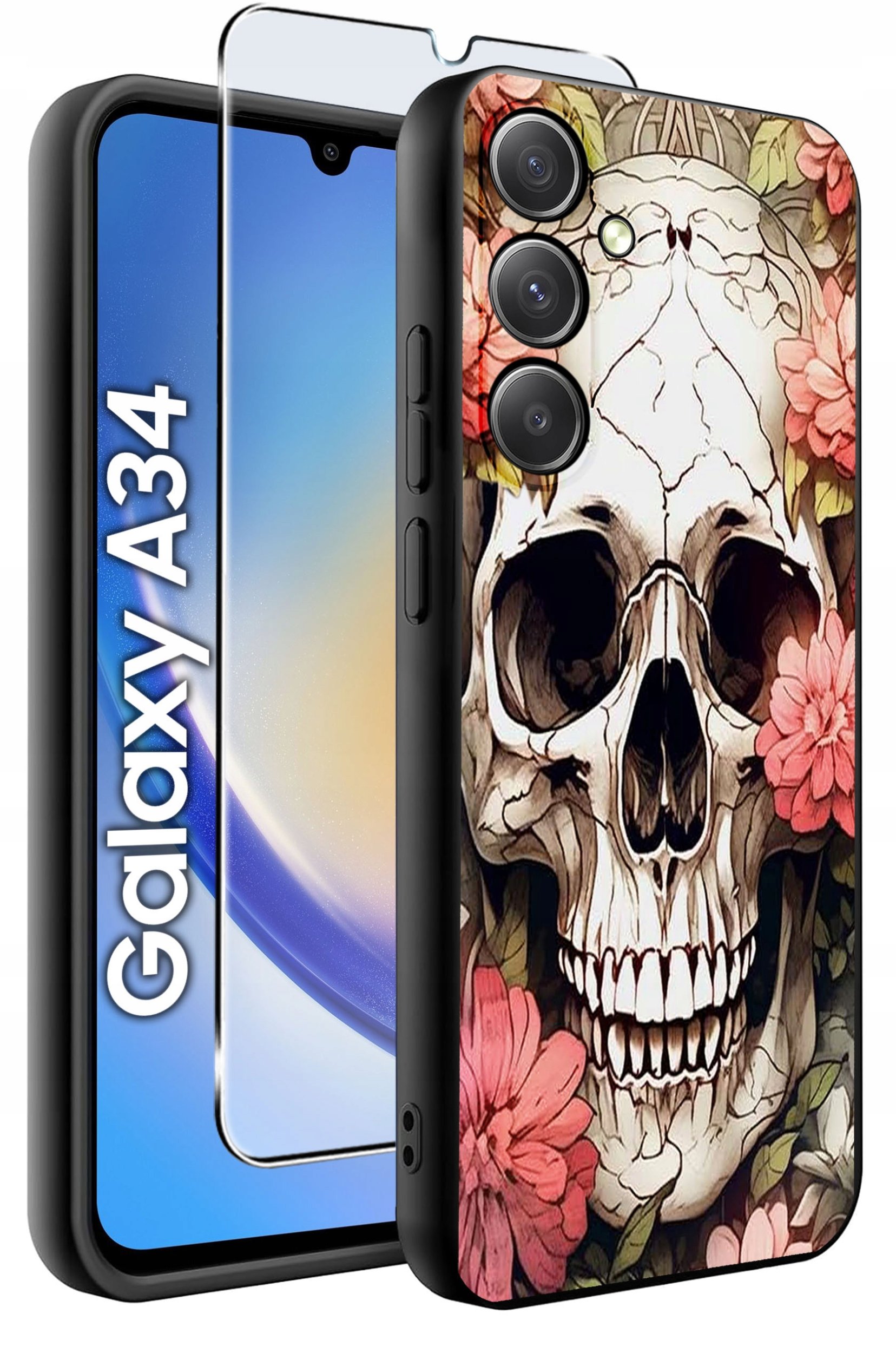 ETUI do Samsung A34 5G WZORY | SILIKONOWE MATT CASE + SZKŁO 9H