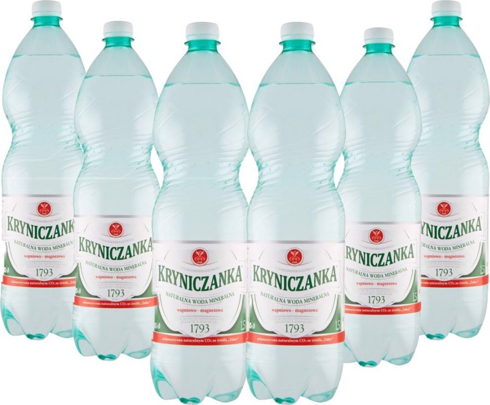 Woda Kryniczanka Naturalna woda mineralna wysokozmineralizowana niskonasycona 1,5 l x 6 sztuk