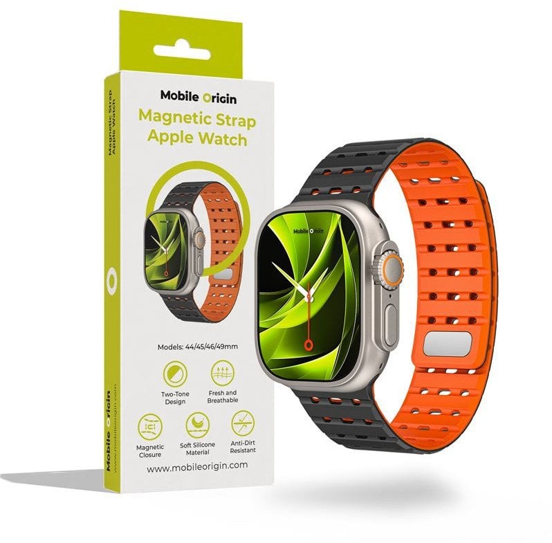 Mobile Origin Magnetic Strap, black/orange -AW Ultra 2/1(49mm)9/8/7(45mm)/6/SE/5/4(44mm)/3/2/1(42mm)