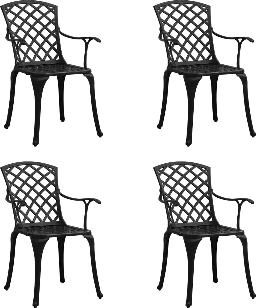 vidaXL Krzesła ogrodowe 4 szt., odlewane aluminium, czarne