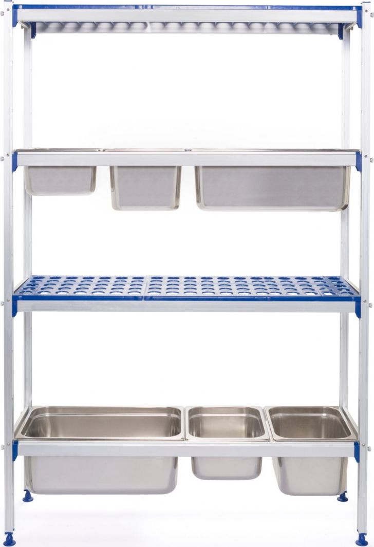 Hendi Regał magazynowy gastronomiczny do kuchni aluminiowy na pojemniki GN1/1 szer. 112cm