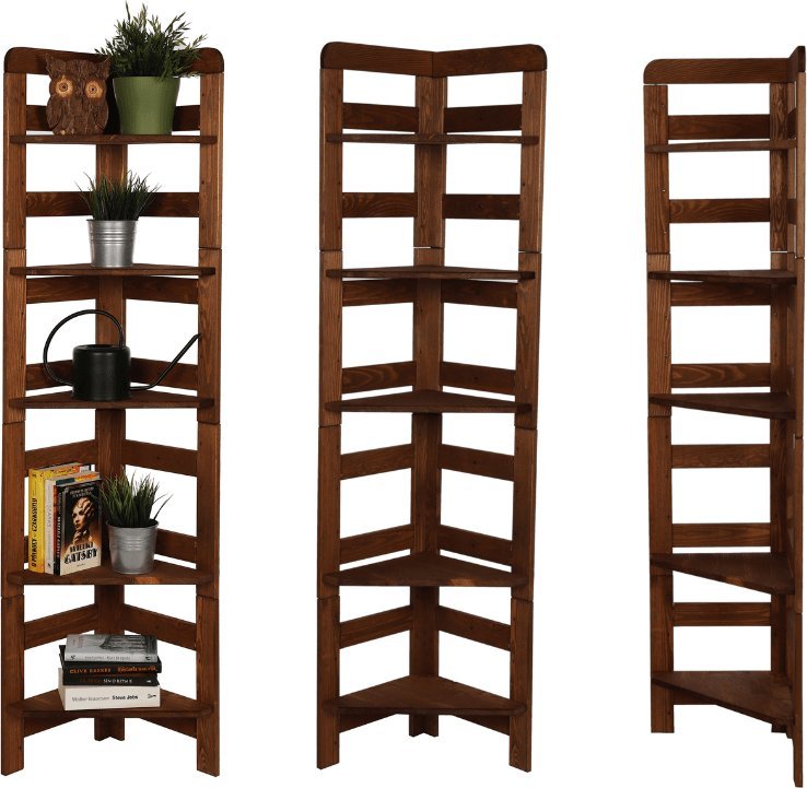 Wamar-Sosenka Regał Modułowy Narożnik 159,2x34,4x34,4cm 5 Półek BERDO Brązowy Olejowany Drewno sosnowe RR2_NZ3X035_0_R0_F1 / Wamar-Sosenka