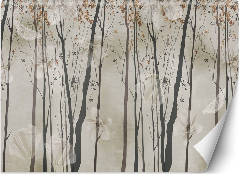 Feeby Fototapeta, Drzewa kwiaty motyle - 350x245