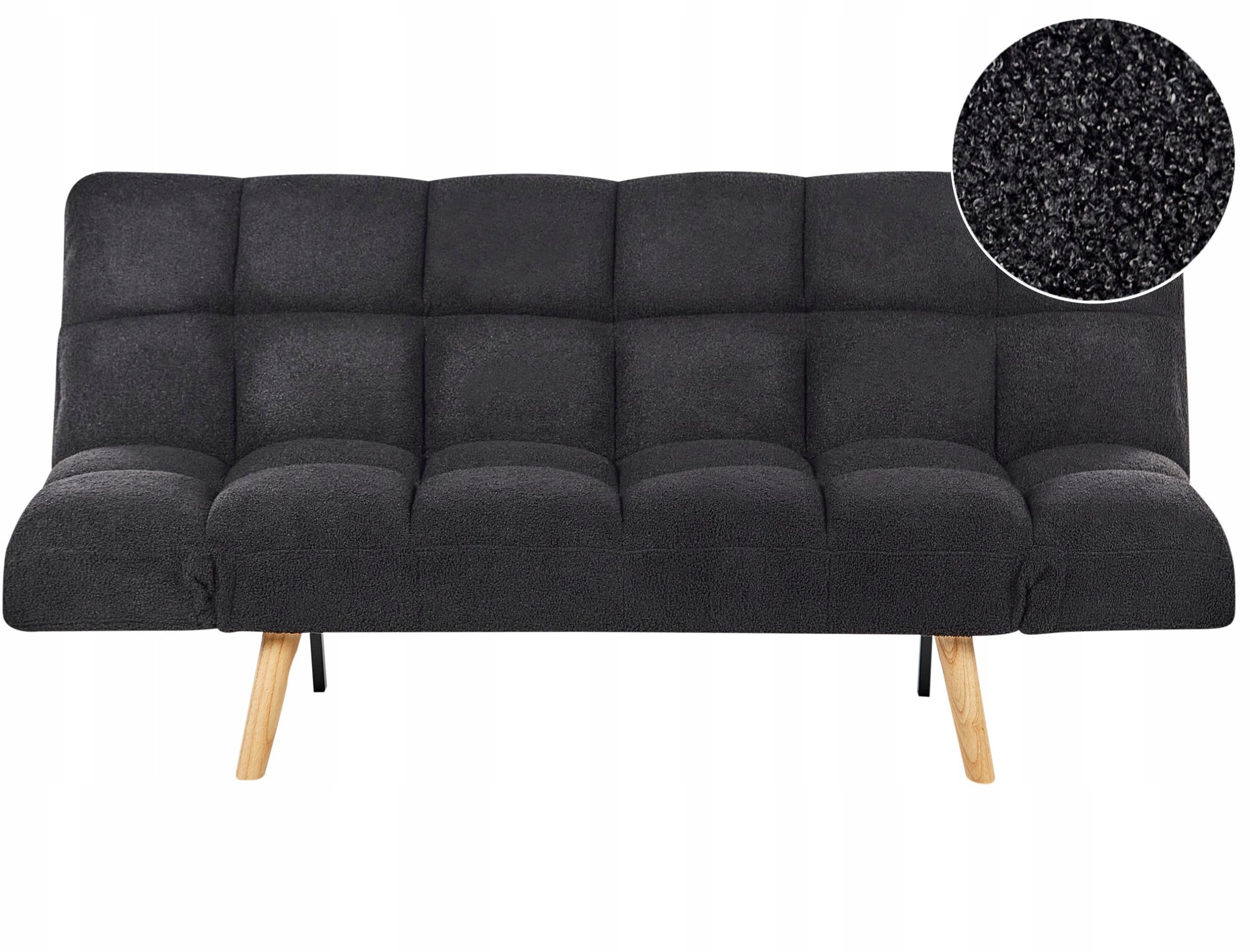 Sofa rozkładana dla 2 osób INGARO Boucle Czarny