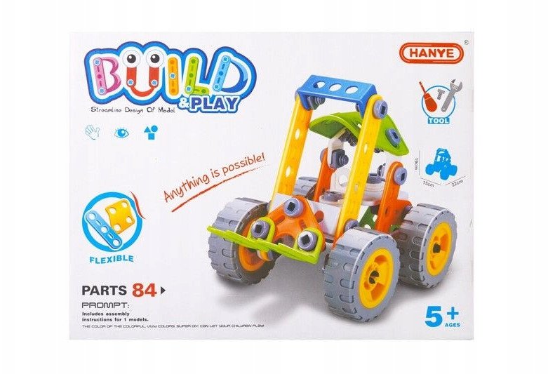 Klocki konstrukcyjne pojazd do składania 84 elementy