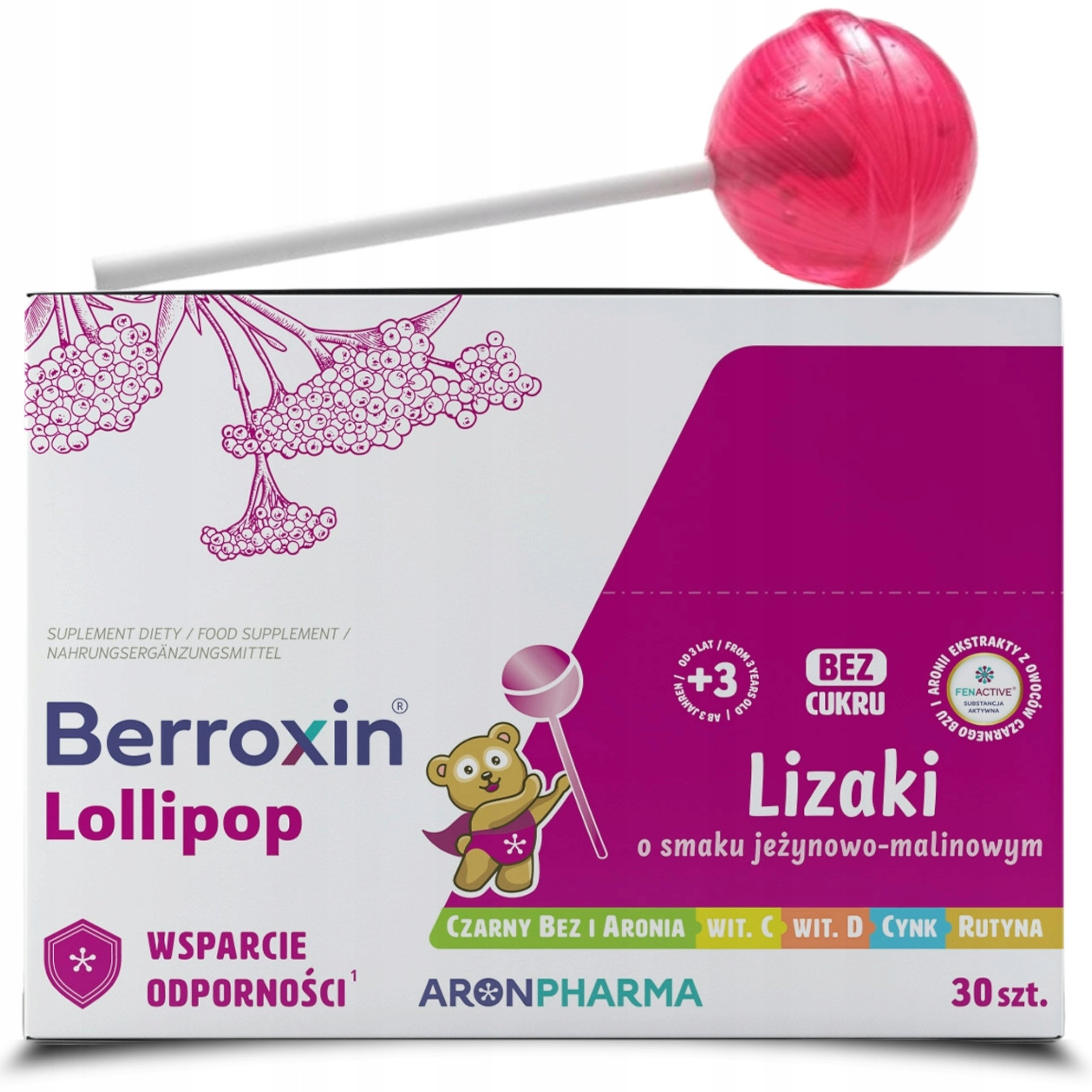 AronPharma_Berroxin Lollipop Box suplement diety w postaci lizaków 30szt.