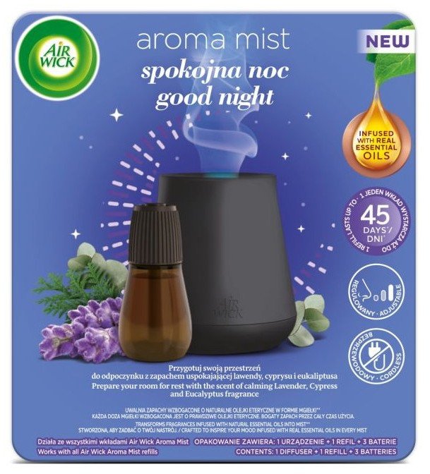 Air Wick Essential Mist Aroma automatyczny odświeżacz powietrza + wkład spokojna noc 20 ml (AIRW-WK-002-83)