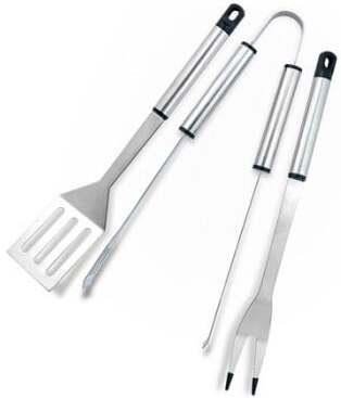 Mirpol Narzędzia do grilla stal nierdzewna widelec szczypce łopatka zestaw 3w1