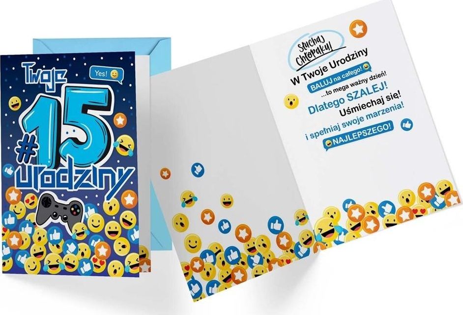 KUKARTKA Karnet PR-340 Urodziny 15 chłopiec