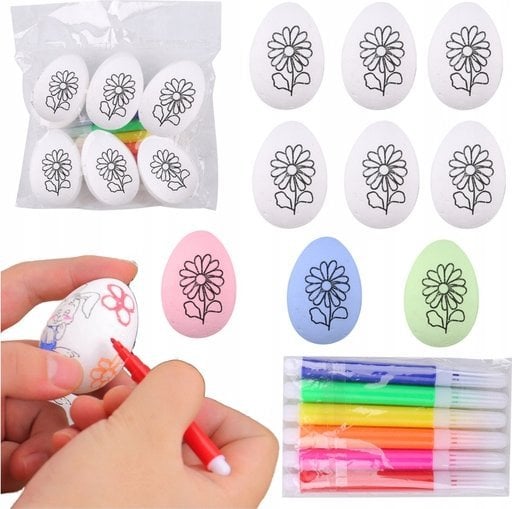 Jajka Wielkanocne Styropianowe Do Malowania Pisaki Wzór Kwiat D 6szt