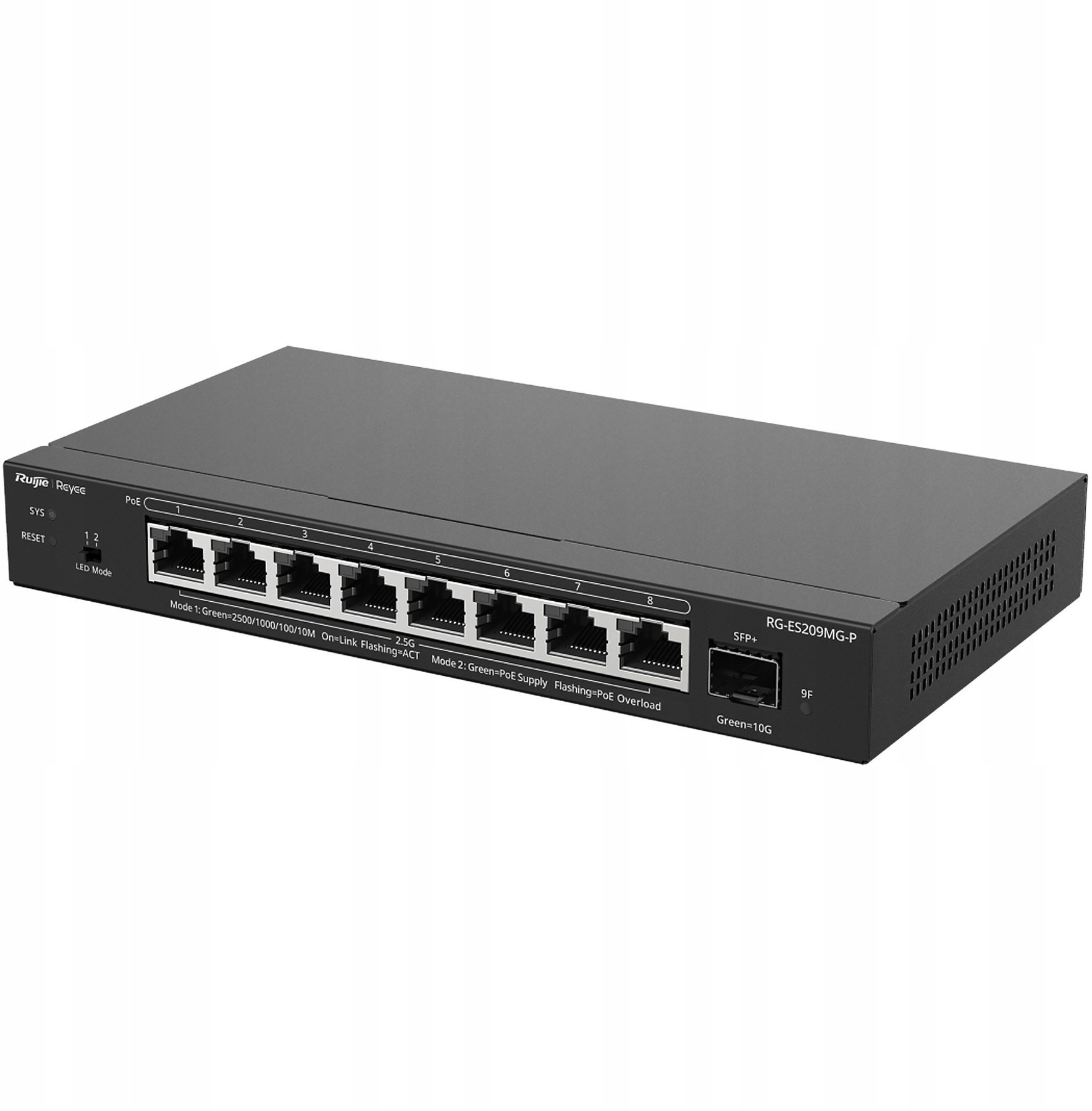Ruijie Reyee RG-ES209MG-P | Switch Smart, 9 portów, 8x2,5GE, 8xPoE+, 130W, 1x10GE SFP+, Cloud