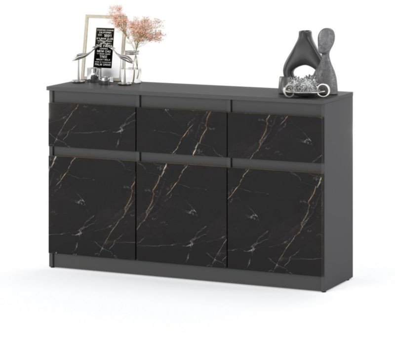 Komoda Pojemna 3 Szuflady Szafka Do Sypialni 120cm Szary San Sebastian