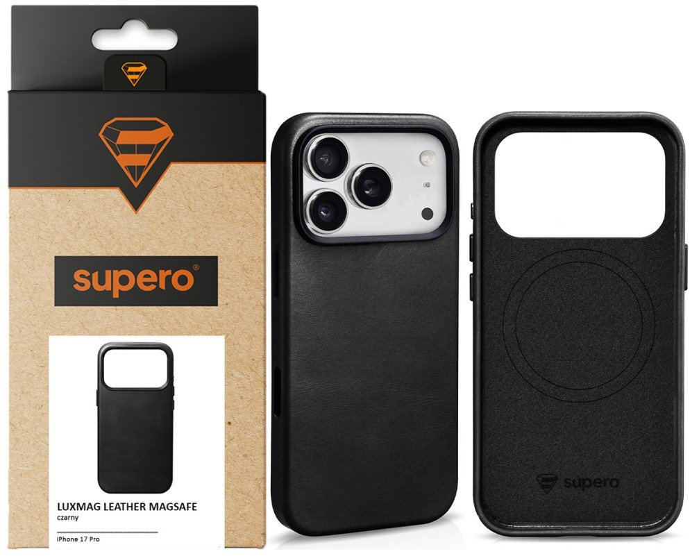 Etui Supero Luxmag Leather Magsafe do iPhone 17 Pro, czarne