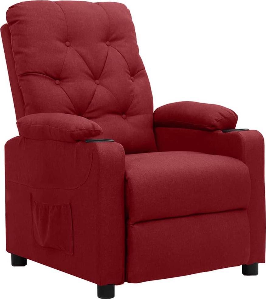 vidaXL Fotel rozkładany, winna czerwień, obity tkaniną