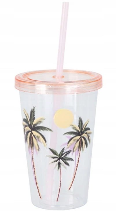 Kubek plastikowy 600 ml ze słomką i zakręcaną pokrywką Wielorazowy