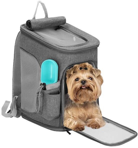 Plecak transportowy dla psa, kota, nosidło podróżne dla zwierząt 39 x 28 x 27 cm szare UNIWERSALNY